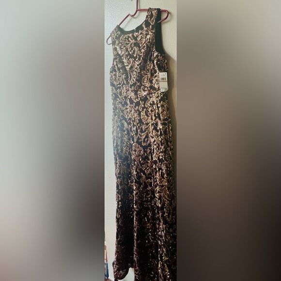 ALEX EVENINGS BLK/COPPER MOTHER OF BRIDE/GROOM SLEEVELESS SEQUIN DRESS Sz.12~NWT - Picture 5 of 8